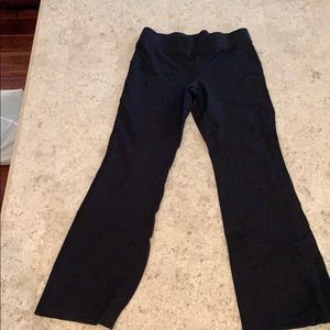Black pull on boot leg pants